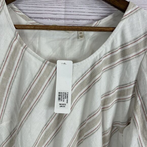 Soft Surroundings Dress Womens Medium Petite Ivory Equinox Linen Beach Neutral - Picture 4 of 15